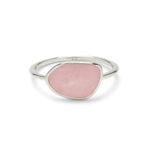 pura vida ring silver mental health gemstone ring - handmade ring with rose quartz, brass base with rhodium plating - silver rings for women, cute rings for teen girls, boho jewelry for women - size 7
