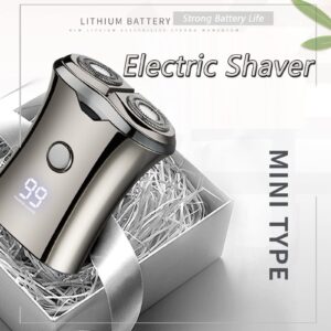 Electric Mini Travel Shaver for Men - Pocket Size Washable Electronic Razor - Mens Rechargeable Portable Cordless Shaving Face Beard - Wet & Dry Rotary Electrical Shave