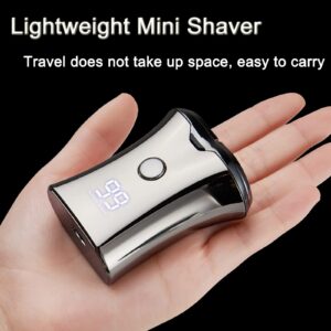 Electric Mini Travel Shaver for Men - Pocket Size Washable Electronic Razor - Mens Rechargeable Portable Cordless Shaving Face Beard - Wet & Dry Rotary Electrical Shave