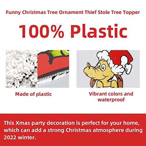 Christmas Decorations Outdoor Fence Peeker - Funny Christmas Fence Yard Signs with Thief Stole Head Arm Bag and Dog for Holiday Xmas Garden Courtyard Wall Decorations