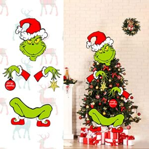 Guass Christmas Decorations for Tree - Funny Christmas Tree Ornament Thief Stole Tree Topper Head Arms and Legs for Holiday Xmas Home Party Decorations, Green