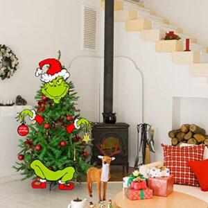 Guass Christmas Decorations for Tree - Funny Christmas Tree Ornament Thief Stole Tree Topper Head Arms and Legs for Holiday Xmas Home Party Decorations, Green