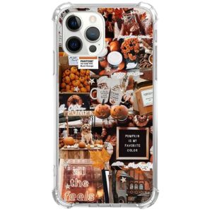 autumn case halloween pumpkin case compatible with iphone 14 pro, aesthetic fall case for iphone 14 pro for women men, unique trendy design tpu bumper protective cover case