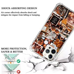 Autumn Case Halloween Pumpkin Case Compatible with iPhone 14 Pro, Aesthetic Fall Case for iPhone 14 Pro for Women Men, Unique Trendy Design TPU Bumper Protective Cover Case