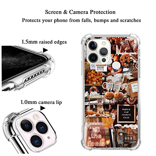 Autumn Case Halloween Pumpkin Case Compatible with iPhone 14 Pro, Aesthetic Fall Case for iPhone 14 Pro for Women Men, Unique Trendy Design TPU Bumper Protective Cover Case