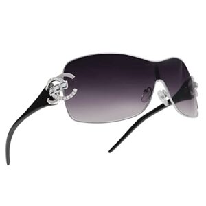 vanlinker wrap around y2k sunglasses for women men trendy oversized sun glasses fashion shield frameless shades gradient grey vl9704
