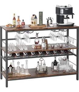 cozy eagle coffee bar cart, bar carts for the home, mini bar cart, coffee bar cabinet with storage, wine rack, mini coffee bar table for home, kitchen, and liquor buffet cabinet - 39.4 inch - rustic