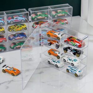 Hot 1/64 Scale Matchbox Wheels Toy Car Display Case Holds 32 Toy Cars Storage Organizer，Dustproof，Clear Matchbox Toy Car Display Box 6.5 X 7.5 X 1.6 inches 4pcs