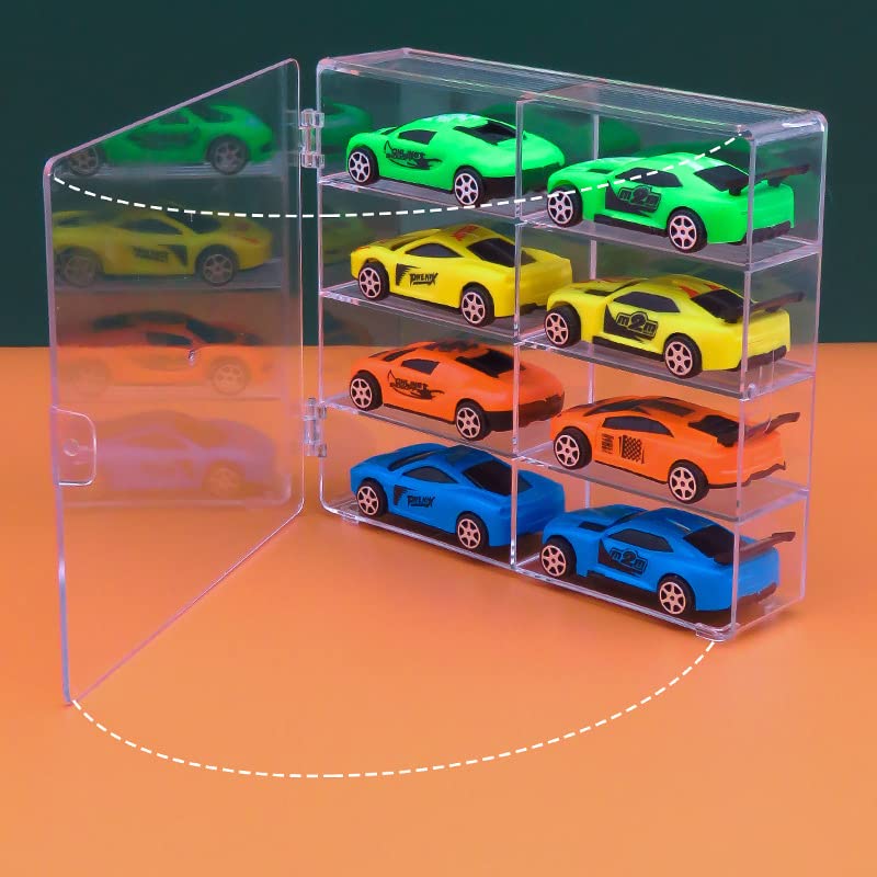 Hot 1/64 Scale Matchbox Wheels Toy Car Display Case Holds 32 Toy Cars Storage Organizer，Dustproof，Clear Matchbox Toy Car Display Box 6.5 X 7.5 X 1.6 inches 4pcs