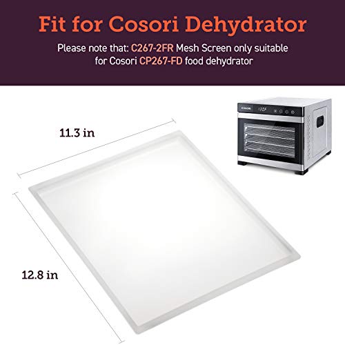 COSORI Food Dehydrator Machine Mesh Screens, 2Pack, White & Food Dehydrator Machine Fruit Roll Sheets, BPA-Free Plastic Tray Liners, 2 Pack, White