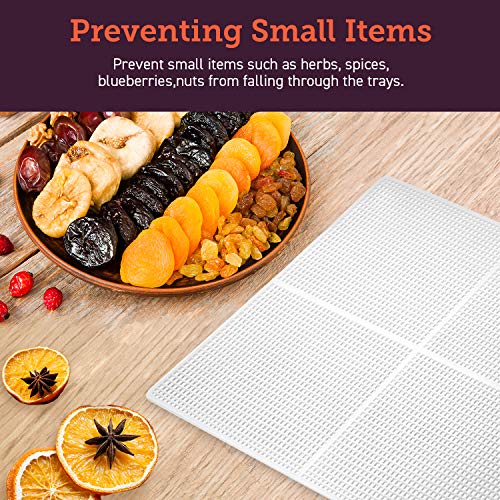 COSORI Food Dehydrator Machine Mesh Screens, 2Pack, White & Food Dehydrator Machine Fruit Roll Sheets, BPA-Free Plastic Tray Liners, 2 Pack, White