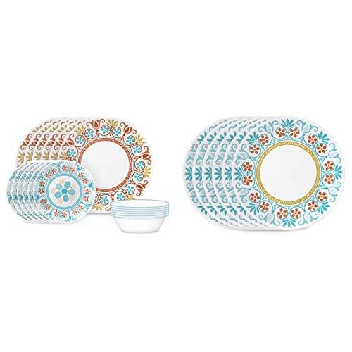 Corelle Terracotta Dreams Dinnerware Set for 6, 18 Pieces & Terracotta Dreams Salad Plate Set for 6 | 8.5 Inch Kitchen Plate Set