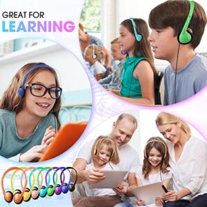 48 Pack Classroom Headphones Bulk Colorful Student Headphones Adjustable Headphone with 3.5 mm Plug Comfortable Library Headphone for Kid Adult School Classroom Museum Testing Airplane, 8 Colors