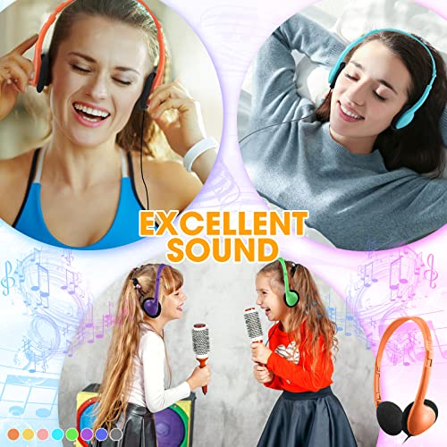 48 Pack Classroom Headphones Bulk Colorful Student Headphones Adjustable Headphone with 3.5 mm Plug Comfortable Library Headphone for Kid Adult School Classroom Museum Testing Airplane, 8 Colors