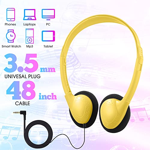 48 Pack Classroom Headphones Bulk Colorful Student Headphones Adjustable Headphone with 3.5 mm Plug Comfortable Library Headphone for Kid Adult School Classroom Museum Testing Airplane, 8 Colors