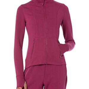 Amazon Essentials Women's Active Sweat Zip Through Jacket, Plum, Large