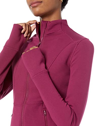 Amazon Essentials Women's Active Sweat Zip Through Jacket, Plum, Large