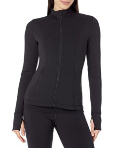amazon essentials women's active sweat zip through jacket, black, xx-large