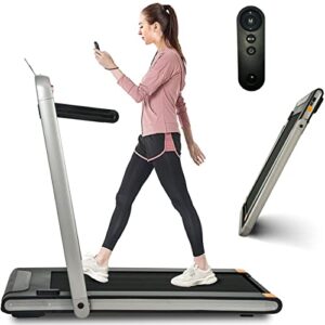 2 in 1 under desk treadmill, 2.5hp folding electric treadmill walking jogging machine for home office with remote control, black