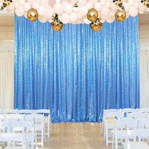 8FTx8FT Baby Blue Glitter Backdrop Curtain Sequin Curtains 96 inches Long Sequin Fabric Photo Booth Backdrop Sequin Curtains for Backdrop Decoration