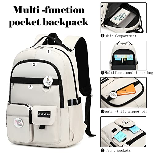 Makukke School Backpack for Women, Laptop Backpack 15.6 Inch College School Bag Anti Theft Travel Daypack Bookbag for Girls