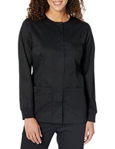 amazon essentials women's scrub snap jacket (available in plus size), black, large