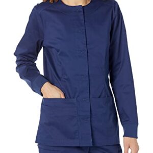 Amazon Essentials Women's Scrub Snap Jacket (Available in Plus Size), Dark Blue, Medium