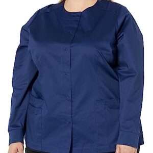 Amazon Essentials Women's Scrub Snap Jacket (Available in Plus Size), Dark Blue, Medium