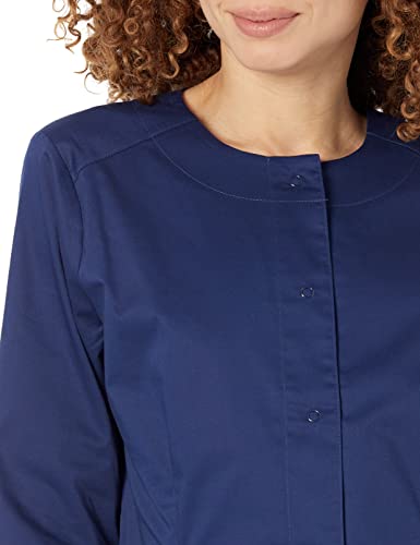 Amazon Essentials Women's Scrub Snap Jacket (Available in Plus Size), Dark Blue, Medium