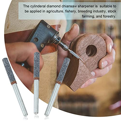 NIKOU 3Pcs Diamond Chainsaw Sharpener, Dia 5/32in Burr Stone File Rotating Sharpening Tool