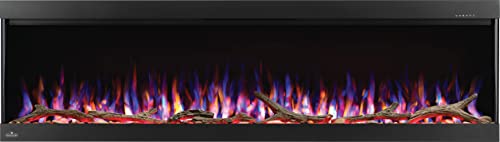 Napoleon Trivista Pictura 60 - NEFL60H3SV - Wall Hanging Electric Fireplace, 60-in, Black, Glass Front, Realistic Flames, LED Ember Bed, Adjustible Flame Height/Colours, Remote Included