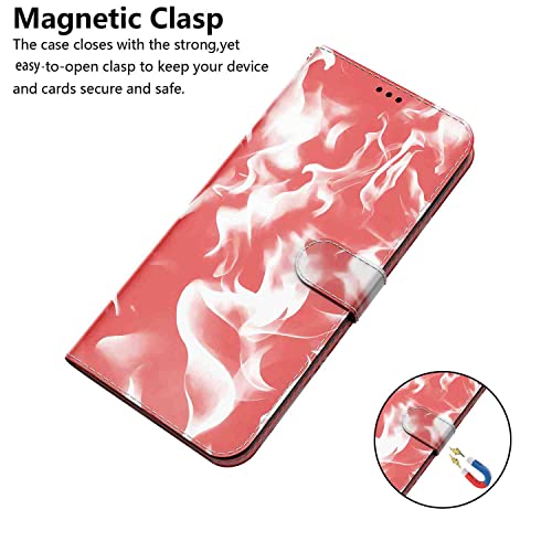 NATUMAX Phone Cover Wallet Folio Case for Oppo REALME 7 PRO, Premium PU Leather Slim Fit Cover for REALME 7 PRO, 2 Card Slots, Horizontal Viewing Stand, Simple case, Red