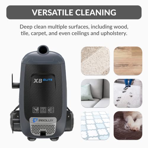 Prolux X8 Elite Backpack Canister Vacuum Cleaner with Premium Multi Point Adjustable Straps Deluxe Tools and Powerhead Kit