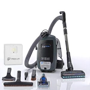 prolux x8 elite backpack canister vacuum cleaner with premium multi point adjustable straps deluxe tools and powerhead kit