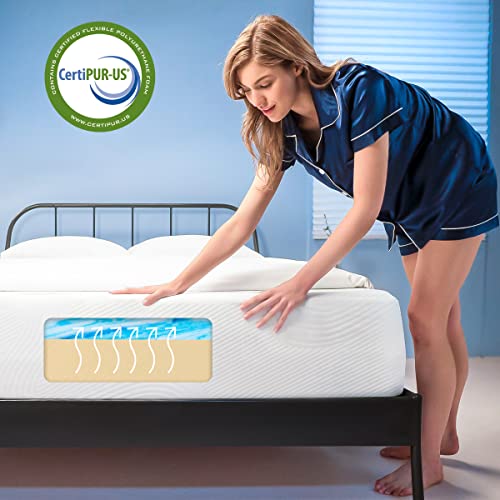 subrtex 6 Inch Queen Gel Memory Foam Mattress with Removable Soft Cover, Body Support Pressure Relieving Mattress, CertiPUR-US Certified, Bed in A Box(6 Inch, Queen)