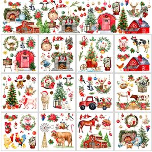 bbto 12 sheets christmas rub on transfers for crafts and furniture rub on transfers stickers classic bird floral furniture decals for home office paper wood diy craft, 5.5x5.7 inch (farmhouse style)