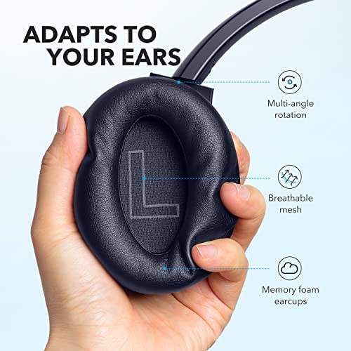Soundcore by Anker Life Q20+ Active Noise Cancelling Headphones, 40H Playtime, Hi-Res Audio, Soundcore App, Connect to 2 Devices, Memory Foam Earcups, Bluetooth Headphones for Travel Office (Renewed)