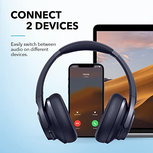Soundcore by Anker Life Q20+ Active Noise Cancelling Headphones, 40H Playtime, Hi-Res Audio, Soundcore App, Connect to 2 Devices, Memory Foam Earcups, Bluetooth Headphones for Travel Office (Renewed)