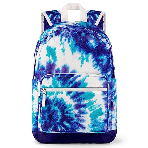 Choco Mocha Tie Dye Backpack for Girls Travel School Backpack 17 Inch, Green Purple