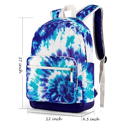 Choco Mocha Tie Dye Backpack for Girls Travel School Backpack 17 Inch, Green Purple