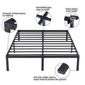 zizin Cal-King Size Bed Frame 18 Inch Metal Platform Bed Frame No Box Spring Needed Mattress Foundation with Steel Slats Support Noise Free Heavy Duty Bed Frame with Storage Space Under Frame, Black