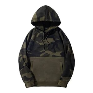 jeke-dg fleece sports soft hunting camo hoodie lightweight pullover hooded sweatshirt kanga pocket tactical military shirts (medium,green)