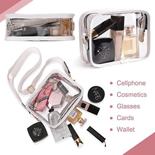 Juoxeepy Clear Bag Stadium Approved Purse Concert Crossbody Sports Events PVC Shoulder Clutch