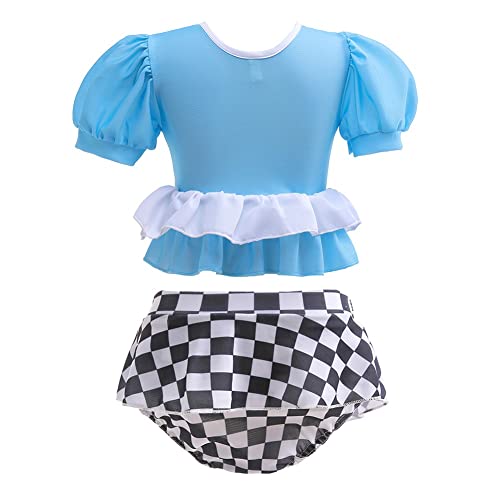 HIHCBF Alice in Wonderland Princess Two-Piece Tankini Swimsuits for Girls Swimwear Surf Beach Summer Swimming Bikini Set 18-24M