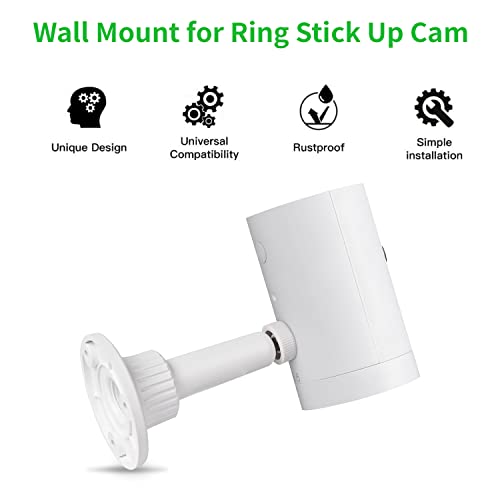2Pack Wall Mount Compatible with Ring Stick Up Cam & Ring Indoor Cam, 360 Degree Adjustable Mounting Bracket Accessories for Your Ring Surveillance Camera - White