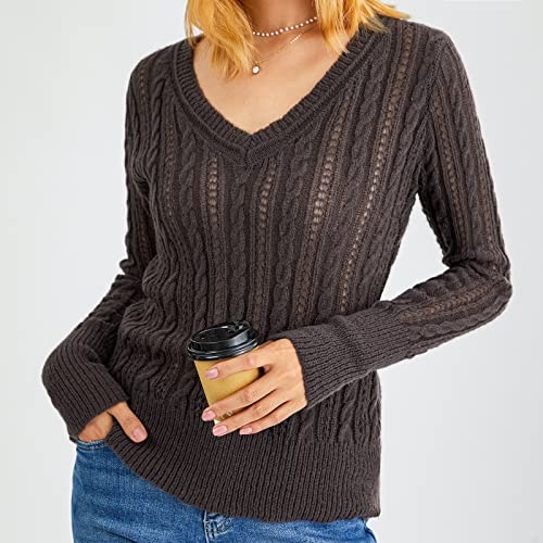 Women Y2k Fairy Grunge Sweater Pullovers Long Sleeve V Neck Kawaii Knitted Top E Girl 2000s Aesthetic Casual Knitwear