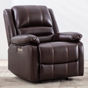 watson & whitely power recliner chair for adults, faux leather electric glider reclining chair for living room and nursery, upholstered rocker recliner with usb port, dark brown