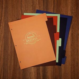 CAGIE Leather Recipe Binder with Plastic Sleeves Recipe Notebook with 5.7"x8" Recipe Cards & Card Divider 3 Ring Binder Recipe Book to Write in Your Own Recipes, 10.5"x12.5", Red Brown