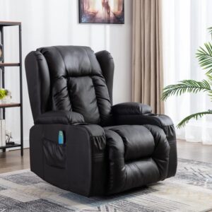 homsof chair sofa,eight point function and heated,adjustable home theater single recliner suitable for the elderly vibration massage manual remote control, black