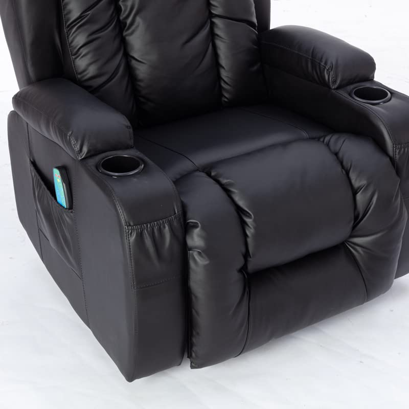 HomSof Chair Sofa,Eight Point Function and Heated,Adjustable Home Theater Single Recliner Suitable for The Elderly Vibration Massage Manual Remote Control, Black